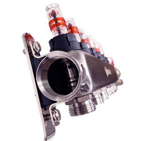 Durchflussmesser-Innenmechanismus-Fußbodenheizungsverteiler Edelstahl 6-Fach Nordic Tec