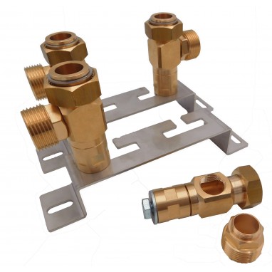 Wandbefestigung + Verschraubungsteile für Plattenwärmetauscher - 3/4" DN 20