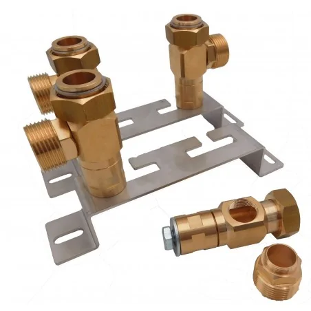 Wandbefestigung + Verschraubungsteile für Plattenwärmetauscher - 3/4" DN 20