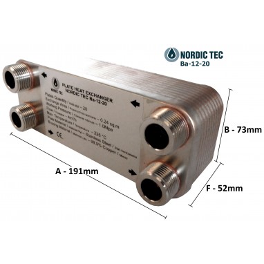 Plattenwärmetauscher NORDIC Ba-12-20 45kW 3/4&1/2"