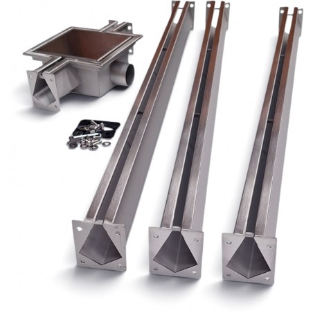 Garagen-Entwässerungsrinne mit 3 Kanalen Nordic Tec mit Full-Inox Abdeckung DE6