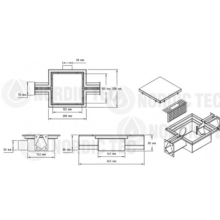 technische zeichnung entwaesserungsgitter FULL-INOX Nordic Tec DE0
