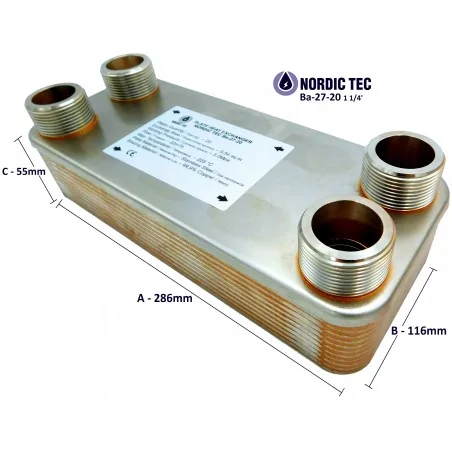Gelötete Plattenwärmetauscher mit 1 1/4" Anschlusse