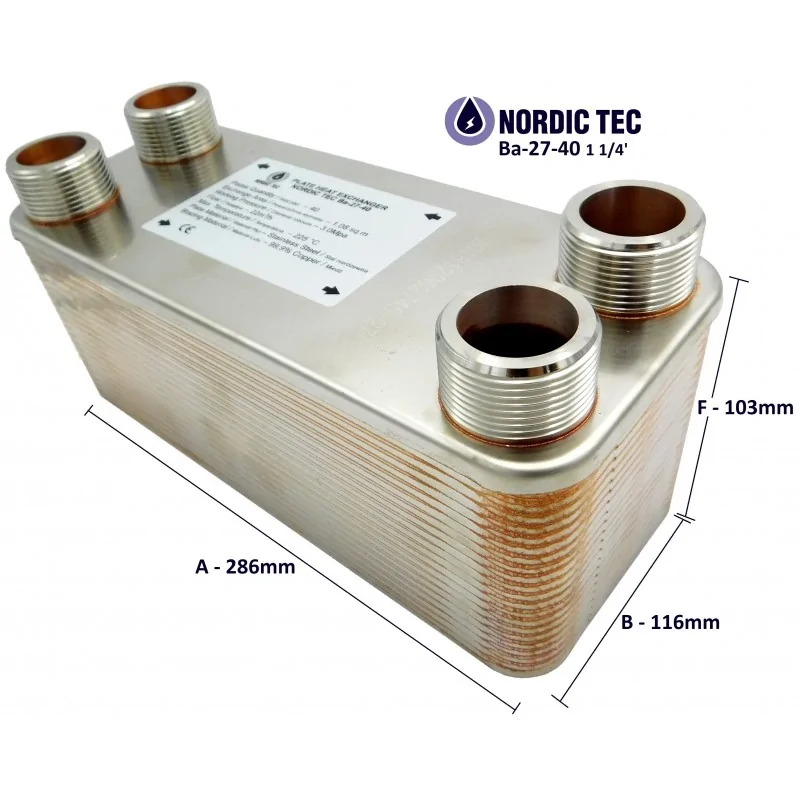 40-Platten-Wärmetauscher 5/4" zur Verwendung in Heizsystemen für die Verbindung von Heizkreisläufen