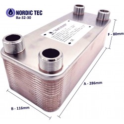 Plattenwärmetauscher NORDIC tec Ba-32-30 1" 175kW