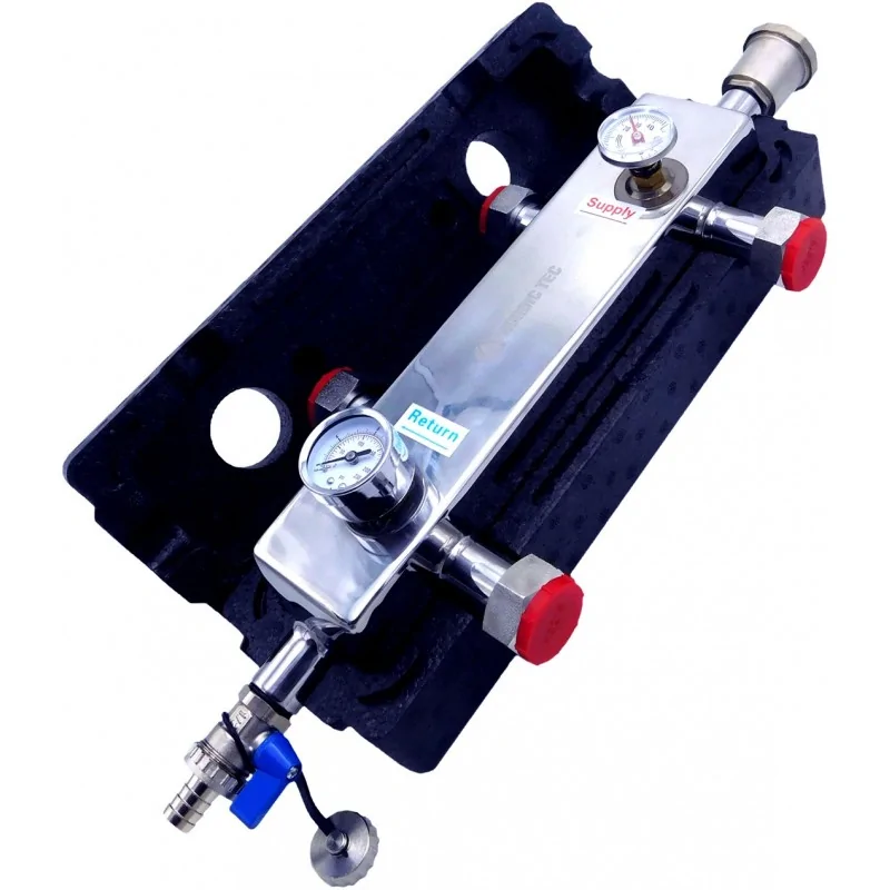 Hydraulische Weichen 1" 50kW mit Manometer & Thermometer Druckmessgerät