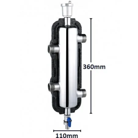 Hydraulische Weiche für 2 Heizkreise 50 kW