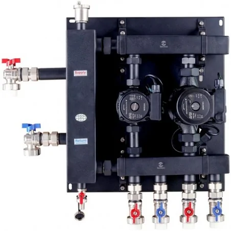 Hydraulische Weiche NORDIC TEC mit Verteiler Kollektor - 2 Kreise - mit Pumpen