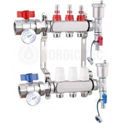 Edelstahl Heizkreisverteiler Nordic Tec INOX 3 Fach