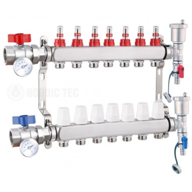 Edelstahl Heizkreisverteiler Nordic Tec INOX 7 Fach