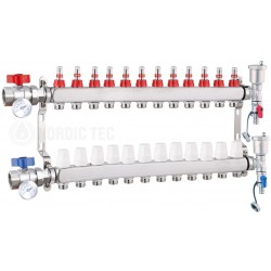 Edelstahl-Verteiler Nordic Tec INOX 12-Kreis | 12 Heizkreise