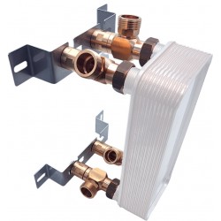Wandbefestigung + Verschraubungsteile für Plattenwärmetauscher - 1" DN25 Nordic Tec 2