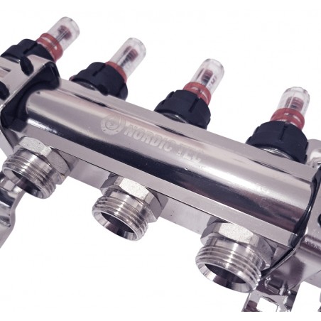 heizkreisverteiler 5 kreise Nordic Tec Durchflussmesser DE9