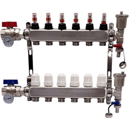 edelstahl heizkreisverteiler 6 Fach Nordic Tec INOX de6