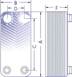 Technische Zeichnung des Wärmetauschers Ba-60-30
