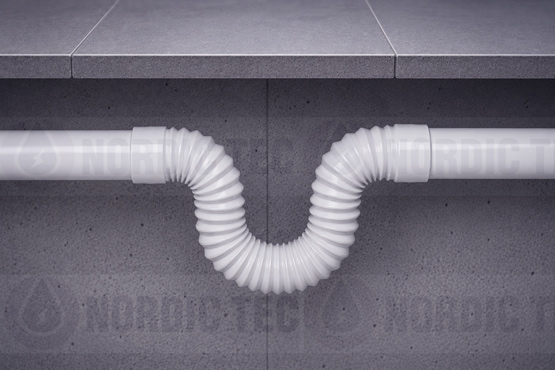 Flexrohr-Siphon am Rohr - Blog Nordic Tec
